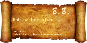 Babicz Bertalan névjegykártya