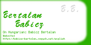 bertalan babicz business card